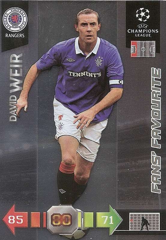 DAVID WEIR - PANINI `CHAMPIONS LEAGUE` 2010/2011 - FOIL `FANS FAVOURITE` TRADING CARD