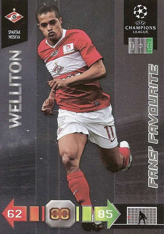 WELLITON - PANINI `CHAMPIONS LEAGUE` 2010/2011 - FOIL `FANS FAVOURITE` TRADING CARD
