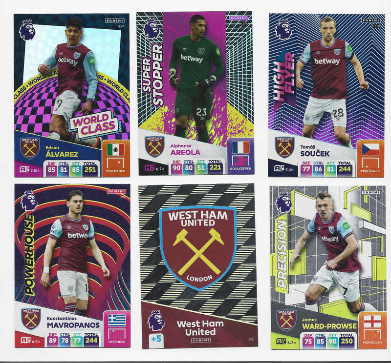 WEST HAM UNITED  - PANINI English Premier League 2024/25 - COMPLETE TEAM SET of 23 CARDS