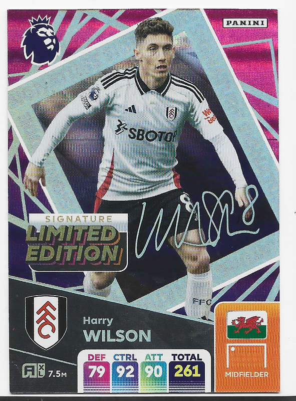 HARRY WILSON - PANINI English Premier League 2024/25 - RARE "SIGNATURE LIMITED EDITION" CARD
