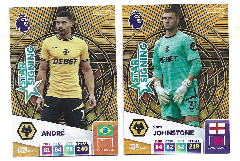 WOLVERHAMPTON WANDERERS  - PANINI Eng/Premier League 2025 - COMPLETE SET of 2 "STAR SIGNING" CARDS