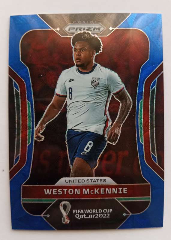 WESTON McKENNIE (USA) - PANINI PRIZM FIFA WORLD CUP 2022 - BLUE PRIZM TRADING CARD 19 of 135