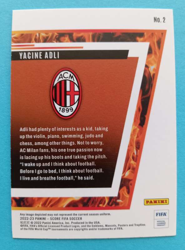 YACINE ADLI - TOPPS SCORE FIFA SOCCER 2023 -  ROOKIE TRADING CARD 2