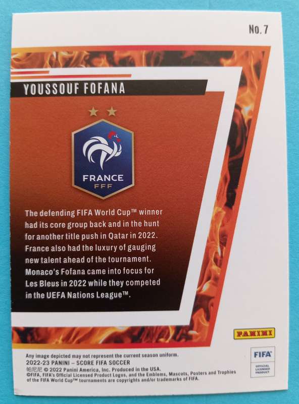 YOUSSOUF FOFANA - TOPPS SCORE FIFA SOCCER 2023 -  ROOKIE TRADING CARD 7