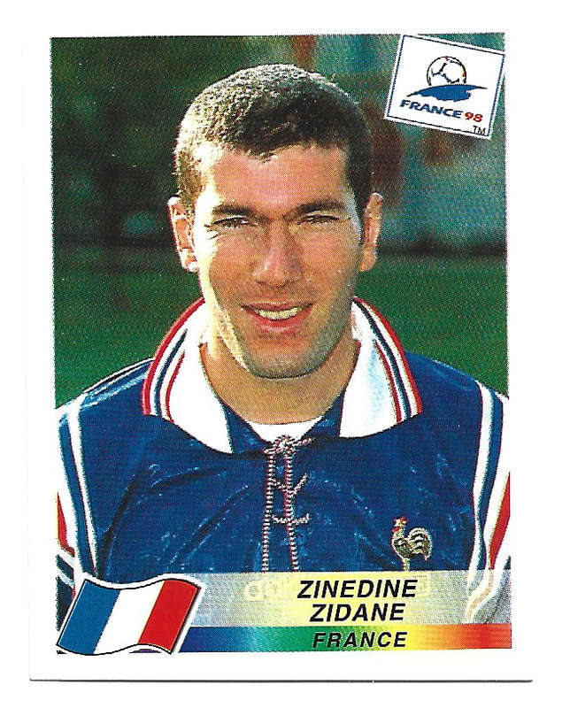 ZINEDINE ZIDANE - PANINI FIFA WORLD CUP 1998 FRANCE - ULTRA RARE STICKER 164