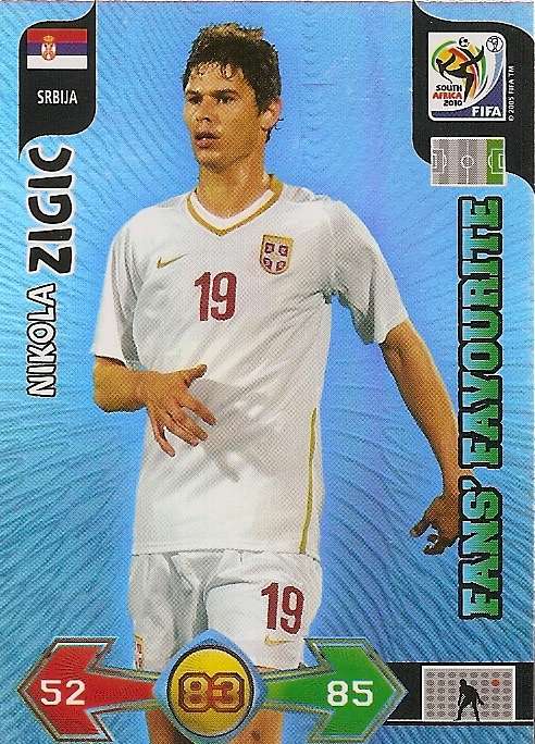 NICOLA ZIGIC - PANINI FIFA WORLD CUP 2010 COLLECTION - FOIL`FANS FAVOURITE` CARD- UK Edition