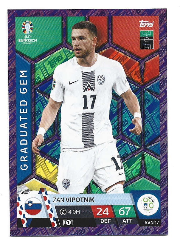ZAN VIPOTNIK - Topps `UEFA EURO 2024` Collection - PURPLE PARALLEL`GRADUATED GEM` Trading Card