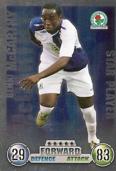 BENNY McCARTHY (Blackburn) - TOPPS `MATCH ATTAX`EPL 2007/08 -  `STAR PLAYER` FOIL TRADING CARD