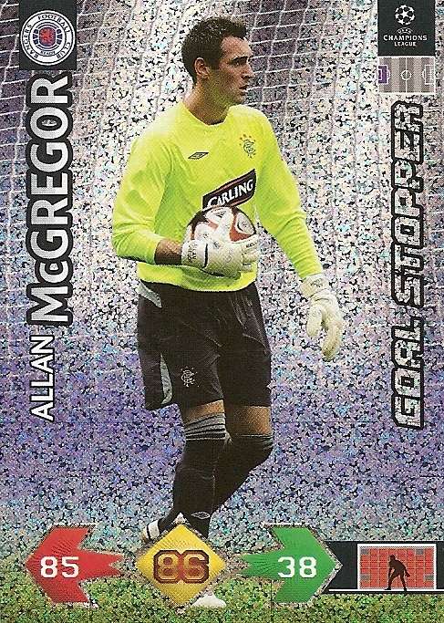 ALLAN McGREGOR- PANINI CHAMPIONS LEAGUE S/STRIKES 2009/10 - FOIL `GOAL STOPPER` TRADING CARD
