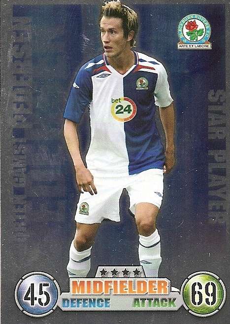 MORTEN PEDERSEN (Blackburn) - TOPPS `MATCH ATTAX`EPL 2007/08 -  `STAR PLAYER` FOIL TRADING CARD