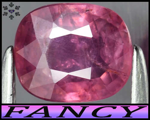 0.74ct Purplish Intense Pink Unheated Sapphire - SI - Fancy Madagascar Fort Dauphin Cushion