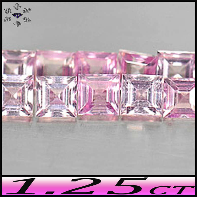 1.25ct Five Pink Matching Sapphire - VS - Tanzania Square Gems (Gentle Heat)