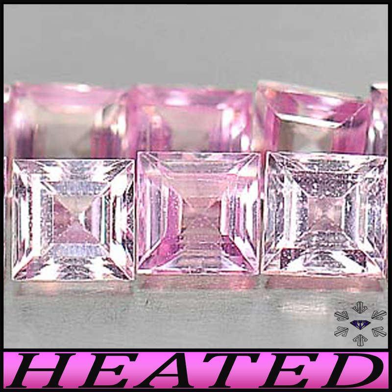 1.28ct Medium Pink Matching Sapphire - VS - Five Tanzania Square Gems (Gentle Heat)