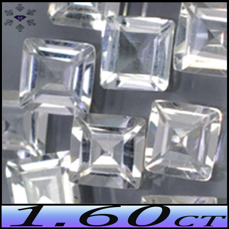1.60ct Two Diamond White Unheated Topaz - VVS - Pair Stepped Square Princess
