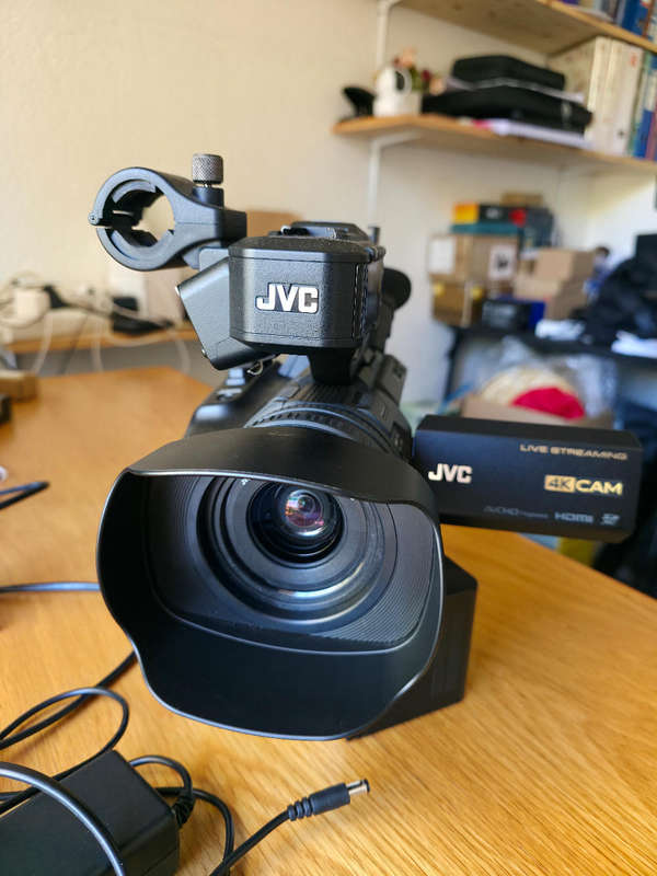 JVC GY-HM250U UHD 4K Streaming Camcorder with Lower-Third Graphic Overlays