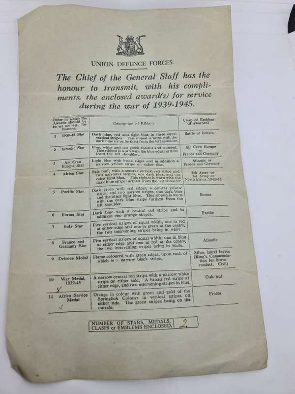 Union Defence Forces. Awards pamphlet.