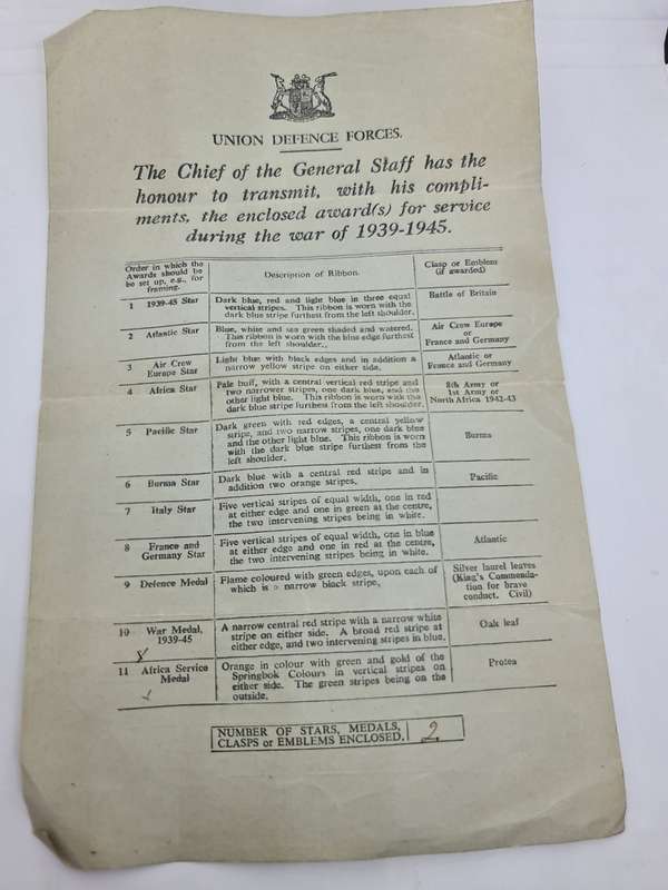 Union Defence Forces. Awards pamphlet.