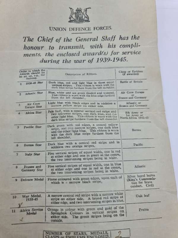 Union Defence Forces. Awards pamphlet.