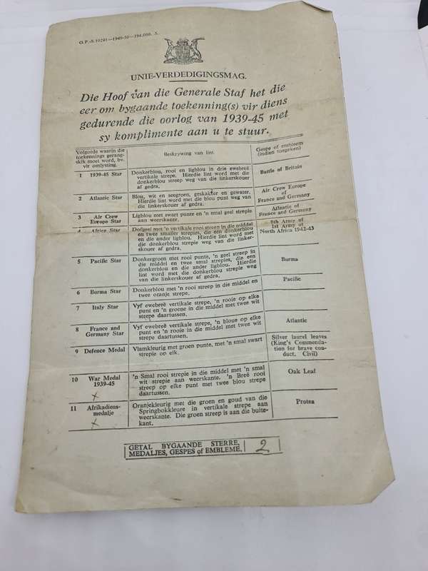 Union Defence Forces. Awards pamphlet.