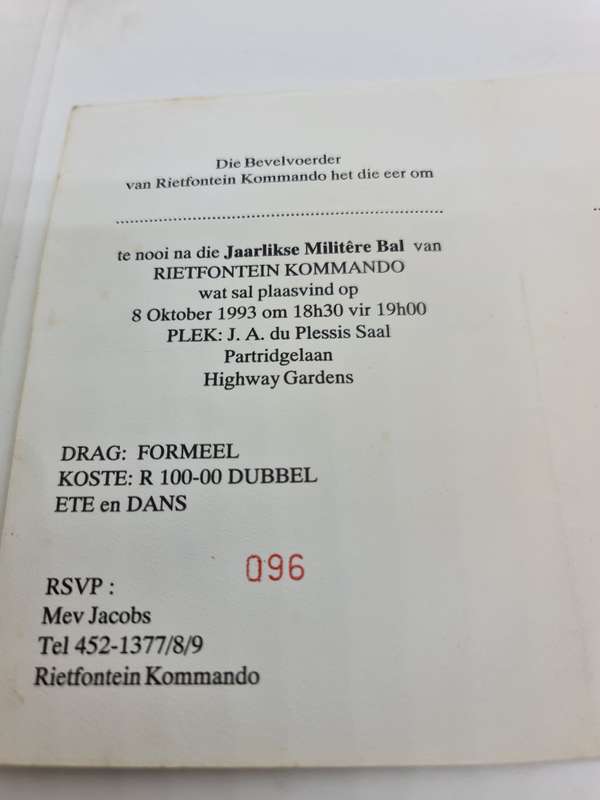 Rietfontein Commando Annual Ball 8/10/1993