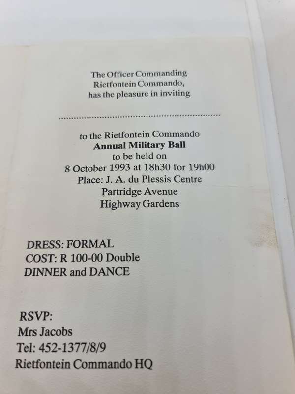 Rietfontein Commando Annual Ball 8/10/1993