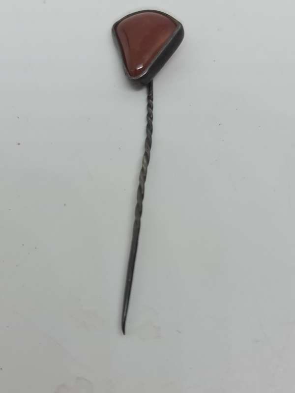 Jasper set in silver Tone pin