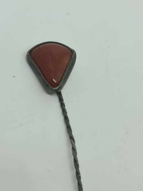 Jasper set in silver Tone pin