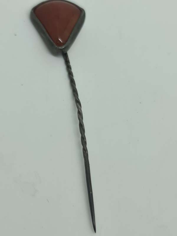 Jasper set in silver Tone pin