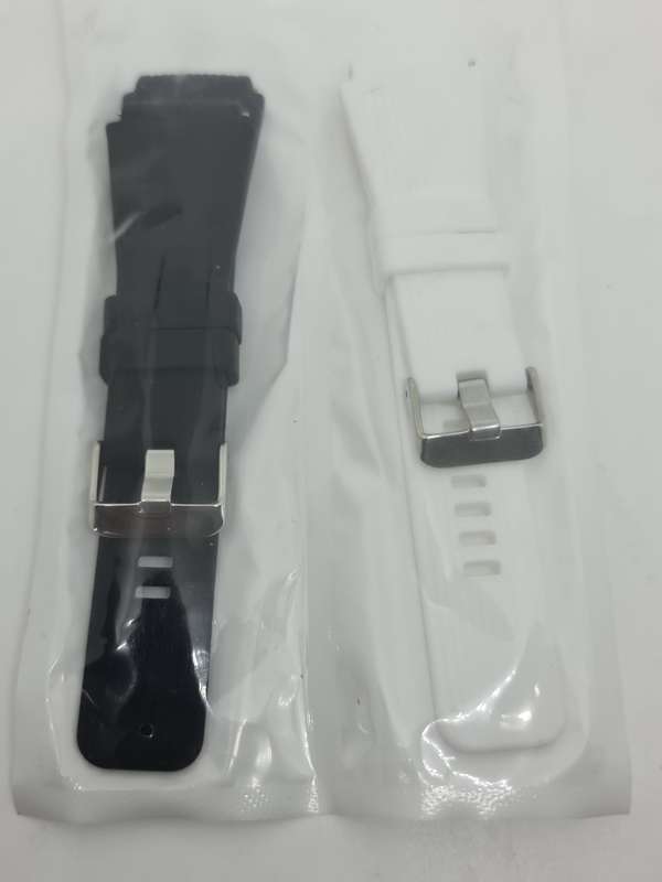 Black and white rubber watch straps