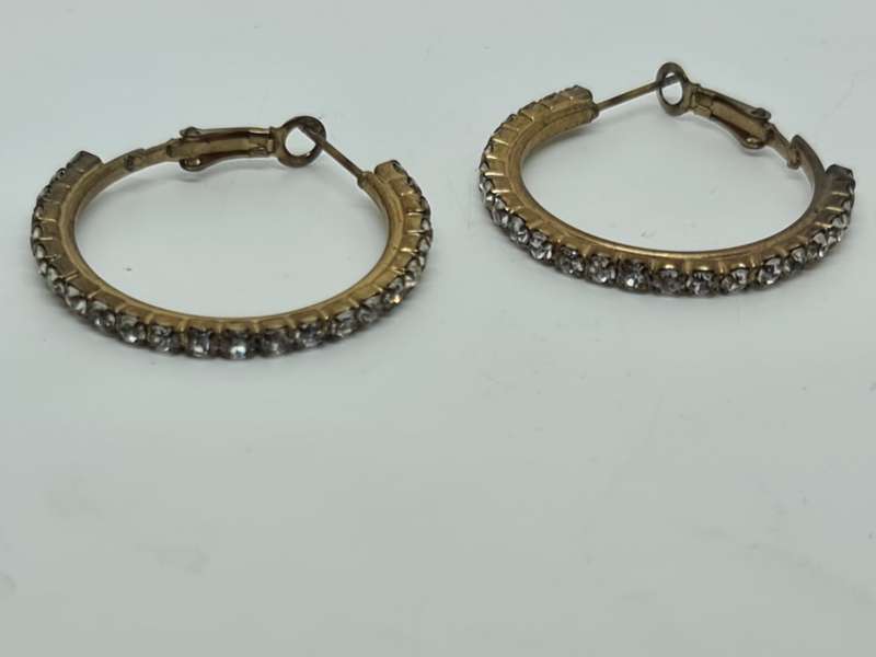 Glitter hoop earrings. Gold tone