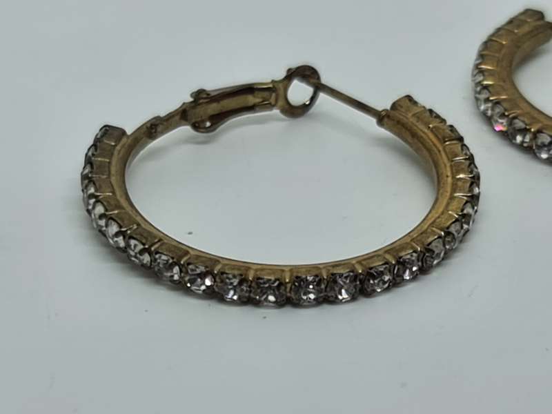 Glitter hoop earrings. Gold tone