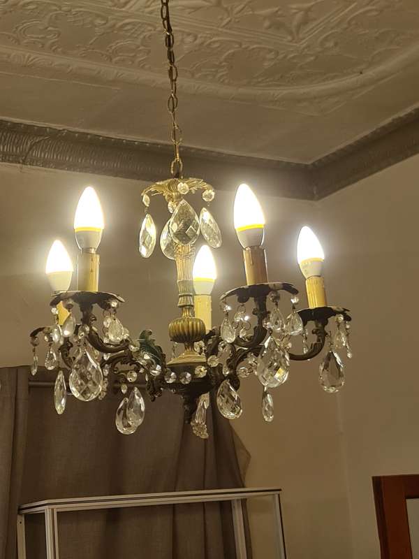 Vintage 5 Arm crystal Chandelier