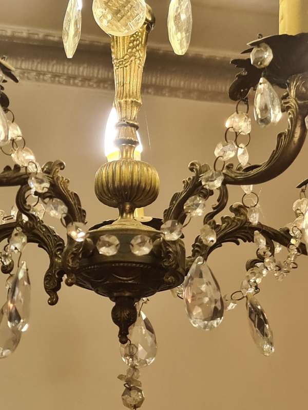 Vintage 5 Arm crystal Chandelier