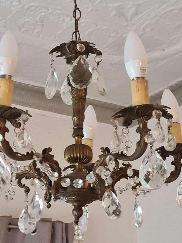 Vintage 5 Arm crystal Chandelier