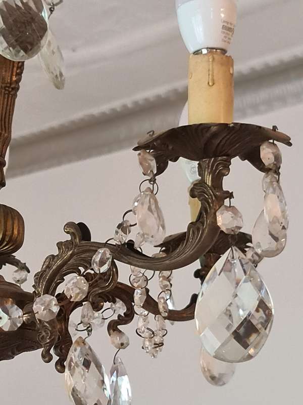 Vintage 5 Arm crystal Chandelier