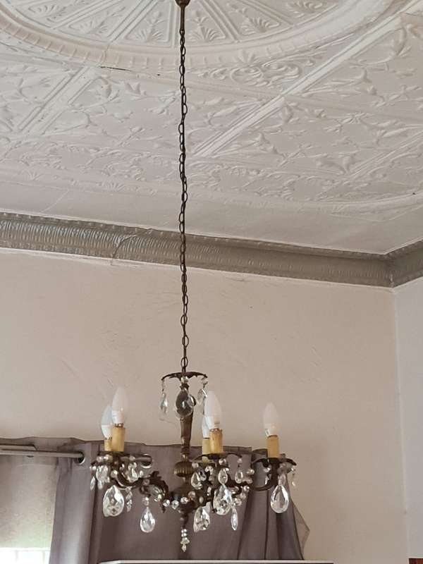 Vintage 5 Arm crystal Chandelier