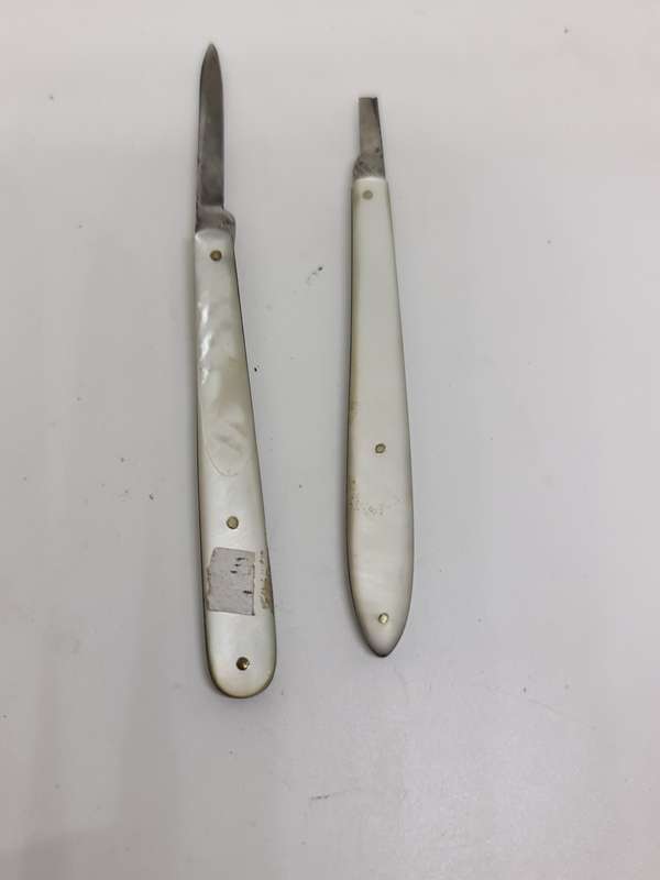 X2 Mother of pearl Pen Knifes