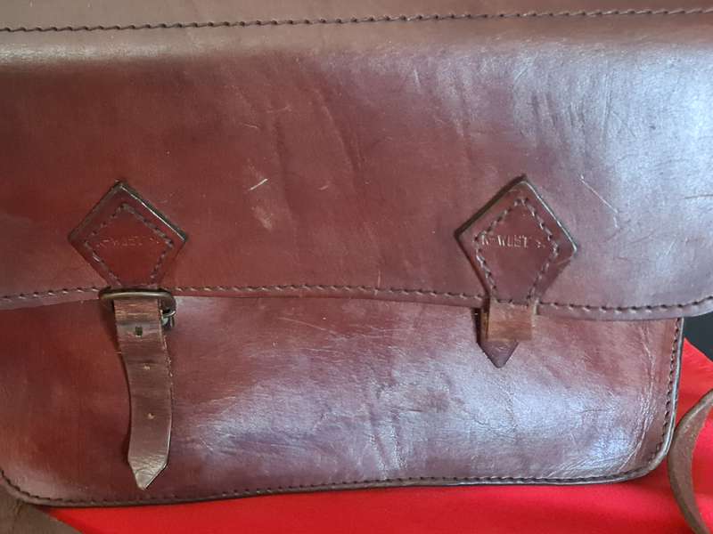 Leather vintage school suitcase