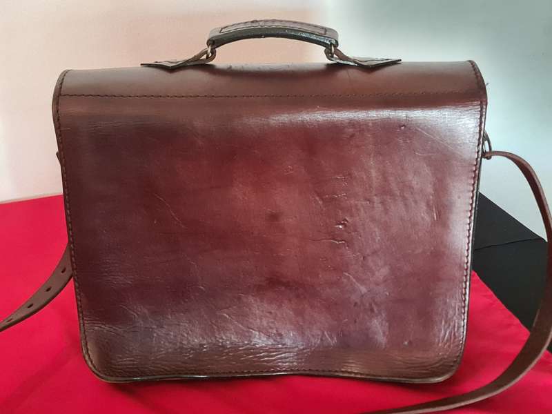 Leather vintage school suitcase