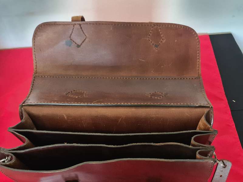 Leather vintage school suitcase