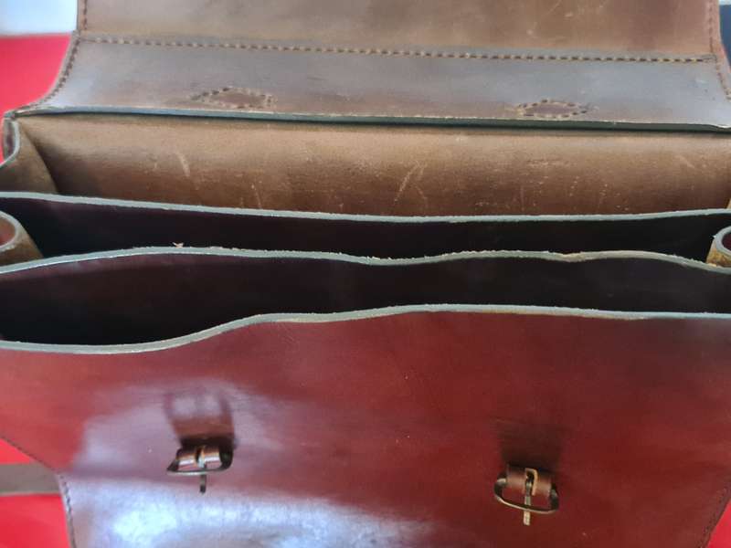 Leather vintage school suitcase