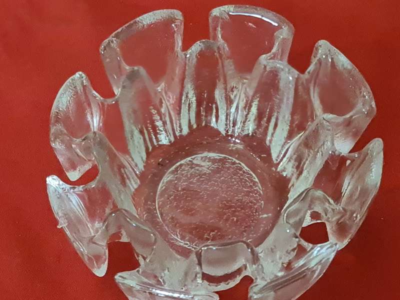 Ice Glass Textured Bowl, Ravenwood Glass Circa 1970