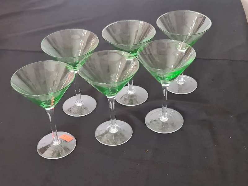 x6 Green Martini Glasses