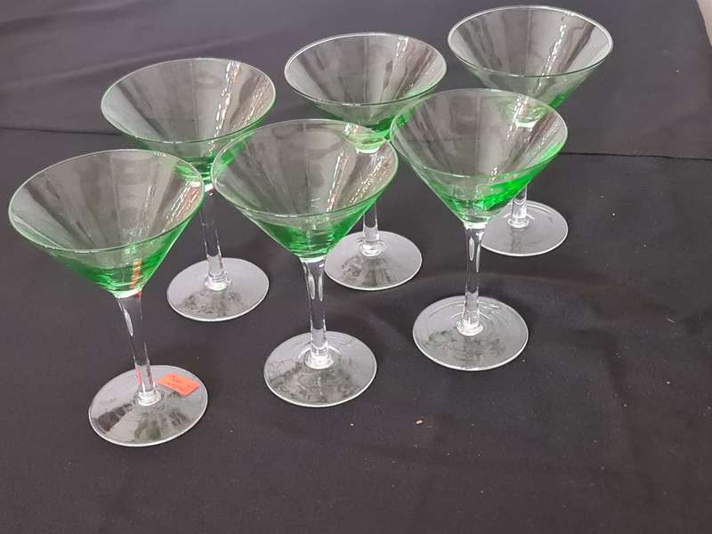 x6 Green Martini Glasses