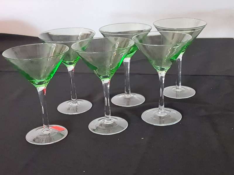 x6 Green Martini Glasses