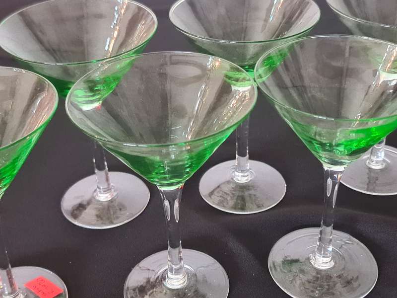 x6 Green Martini Glasses