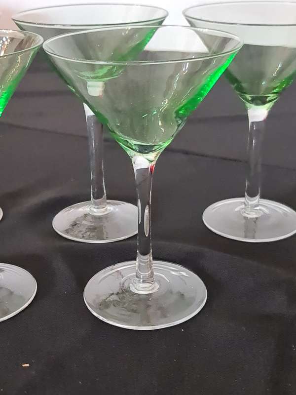 x6 Green Martini Glasses