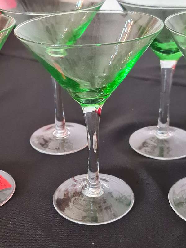 x6 Green Martini Glasses
