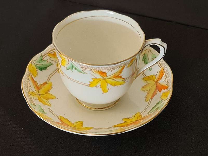 Royal Albert Crown China Maple Leaf tea duo