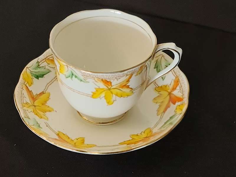 Royal Albert Crown China Maple Leaf tea duo